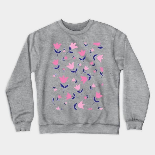 Pink Tulips Crewneck Sweatshirt by Orchyd
